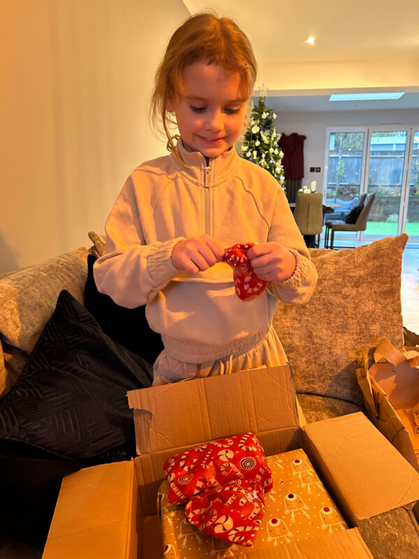 Sadie opening gifts 